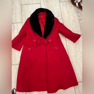 Vintage Wool Bow Coat w real fur trim